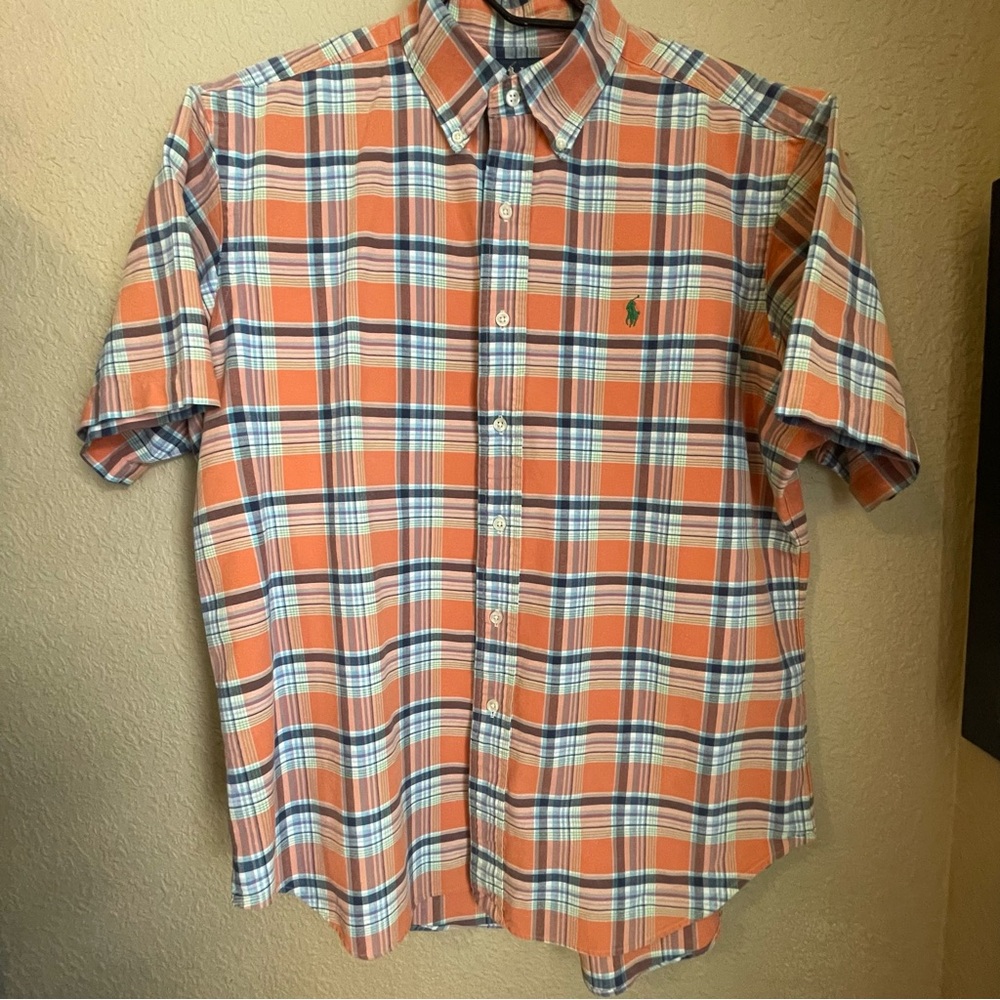 Ralph Lauren men’s large plaid short sleeve brushed cotton button down shirt